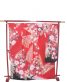 参列振袖[ゴージャス]赤に裾黒・薄ピンク赤の花々、金箔の蝶[身長169cmまで]No.761